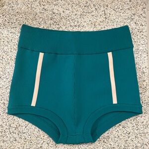 Herve Leger Teal and Cream Athletic Shorts